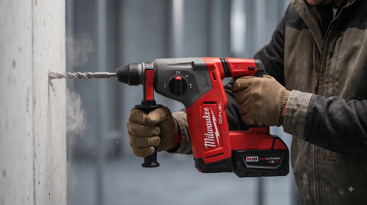 Șurubelniță cu impact Milwaukee M18 FUEL în timpul strângerii unui element de fixare
